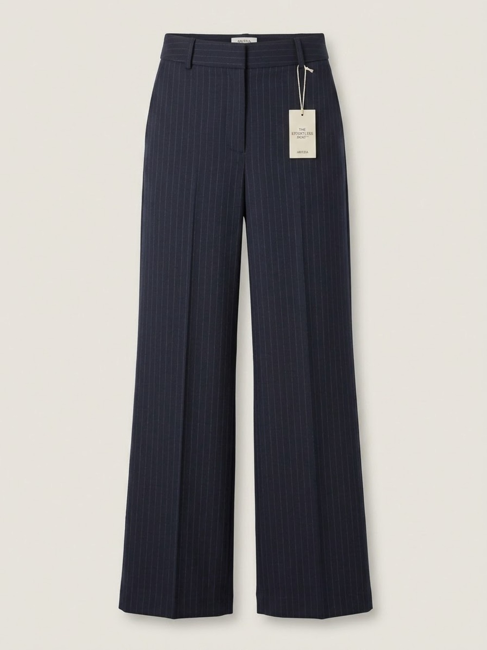NWT Aritzia The Effortless Pant (Re)fined Dark Night Navy/Grey Pin Stripe Size 6